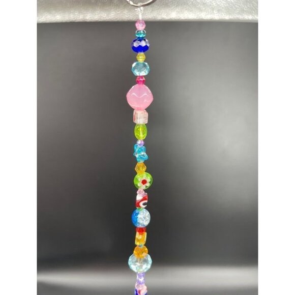 Handmade Beaded Suncatcher - Multicolored - Turquoise Glass Bulb - Hanging Decor - Picture 4 of 10